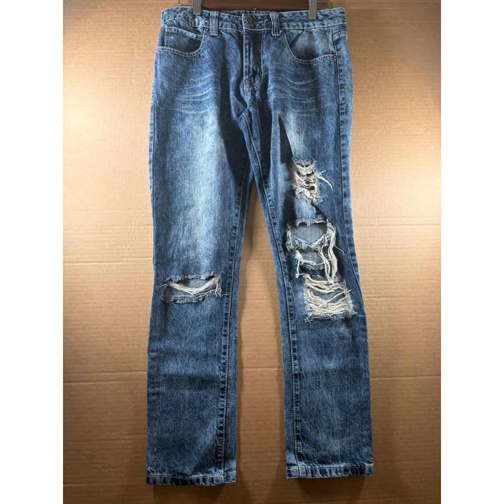 CJ Black Premium Mens 30x30 Slim Distressed Stretch Jeans Ripped Blue Denim
